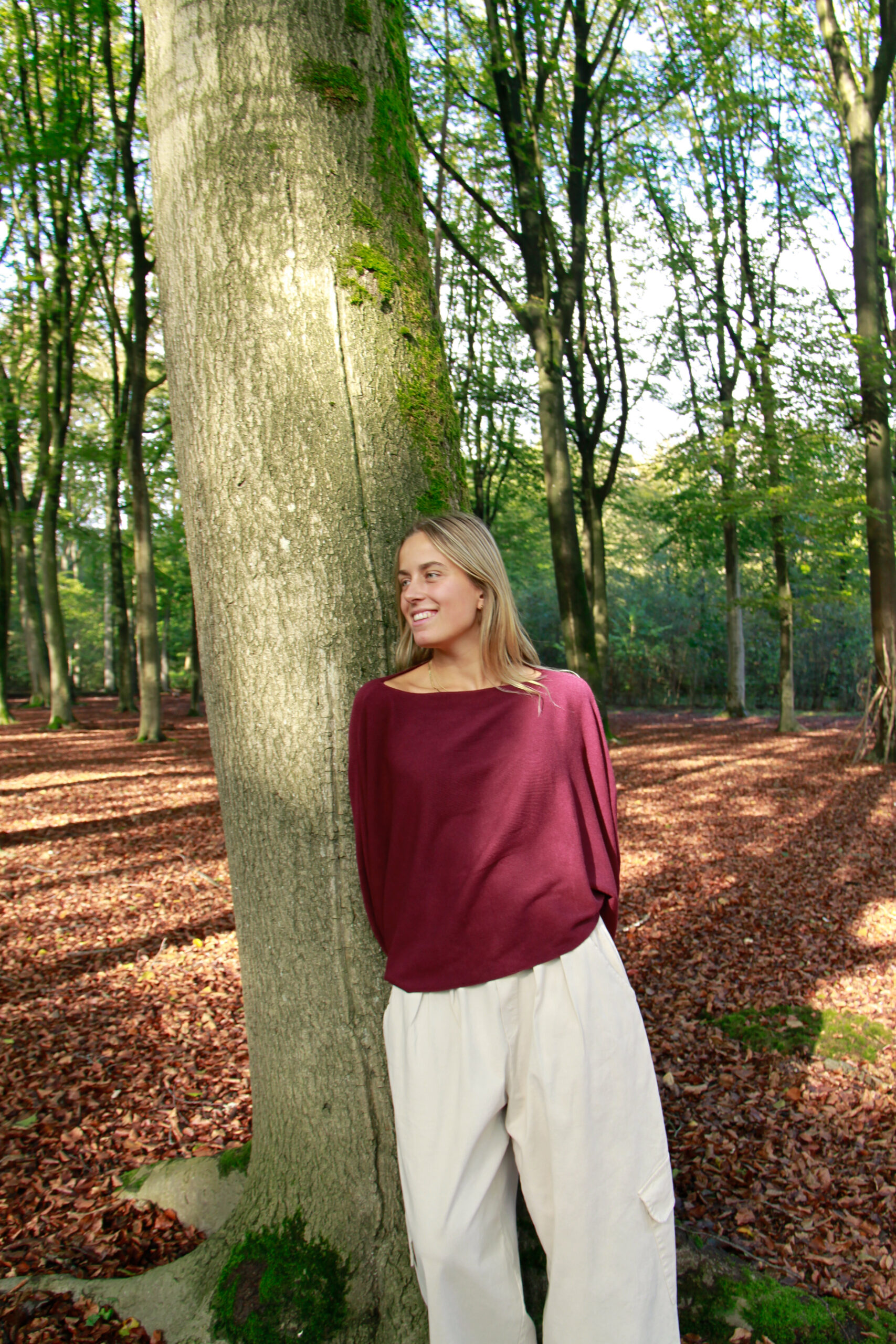 DELPHINE LOOSE KNIT TOP PLUM